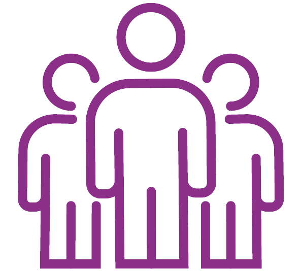 Purple Three People Icon to Represent Collaboration
